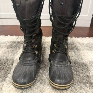 Sorel Black Waterproof Lace Up Boots Winter Snow Boots Outdoor Size 8.5